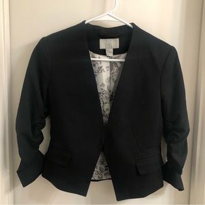 H&M Black Ruched Sleeve Blazer